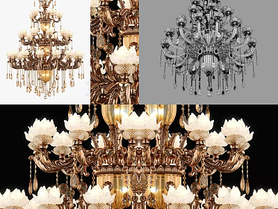 Elegant Multi Tiered Crystal Chandelier With Sparkling Pendants And Ornate Details 3d model