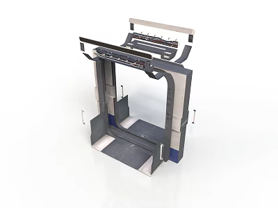 Industrial Steel Frame Structure With Support Platform And Multi layer Bracket Components 3d model