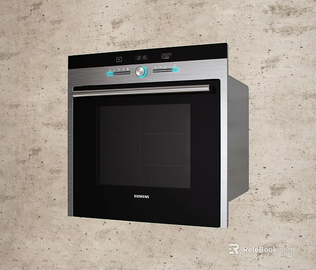 Siemens Built in Oven with Control Panel and Knobs on Concrete Wall Kitchen Appliance 3d model 