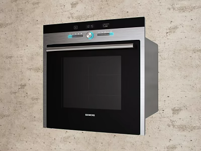 Siemens Built in Oven with Control Panel and Knobs on Concrete Wall Kitchen Appliance 3d model