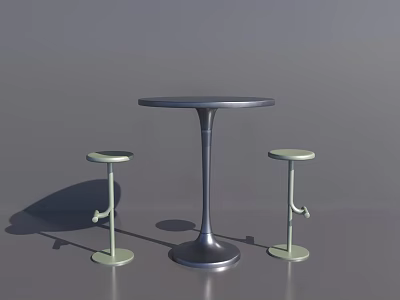 Modern Bar Stools With Round High Table In Stylish Minimalist Design 3d model