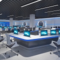 Modern Science and Technology Blue Network Office Large Office Area Science and Technology Large Screen Command Center 3d model