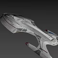Futuristic Spaceship With Sleek Metallic Design And Illuminated Lights In Starry Space