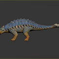 Realistic Blue Orange Spiked Dinosaur Model With Ankylosaurus Features And Standing Pose