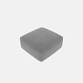 Gray Velvet Square Ottoman With Padded Seat And Black Support Legs