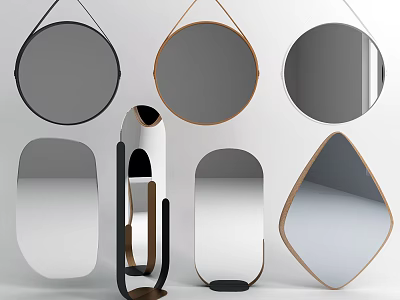 Stylish Decorative Mirrors With Various Shapes And Modern Frame Designs For Home 3d model