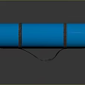 Blue Rolled Yoga Mat With Black Strap On Reflective Black Surface 3d model