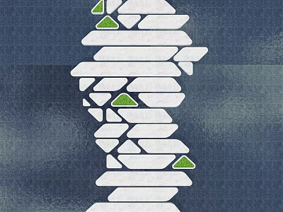 White Stepping Stones Path With Green Accents On Dark Background Design 3d model