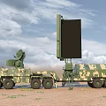 Military Camouflage Functional Vehicle With Radar System And Large Antenna