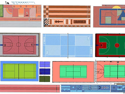 Soccer Field Design Layouts With Various Dimensions And Standard Field Markings 3d model