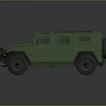 Green Military Off Road Vehicle With Rugged Design And Large Tires
