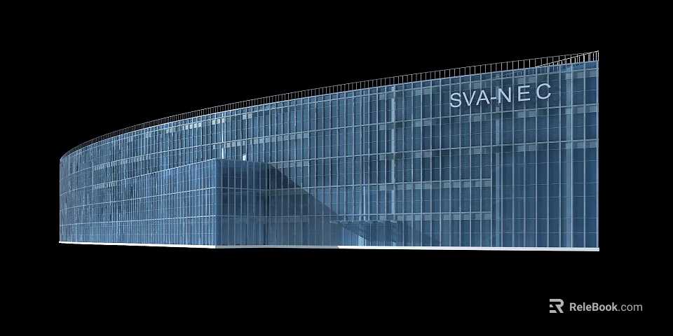 Modern Office Building With Glass Curtain Wall And Contemporary Architectural Design Elements 3d model 