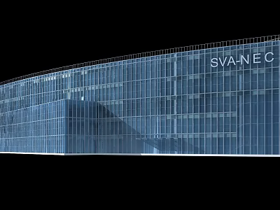 Modern Office Building With Glass Curtain Wall And Contemporary Architectural Design Elements 3d model