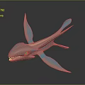 Fantasy Aquatic Creature With Pink Blue Fins Green Eyes And Sharp Teeth