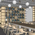 Modern Library Reading Room Bookshelf Bookcase Reading Space 3d model