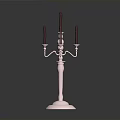 Elegant Silver Candelabra With Three Red Candles And Polished Base