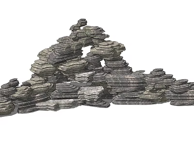 Artistic Garden Ornament With Stacked Natural Rocks And Layered Structure 3d model
