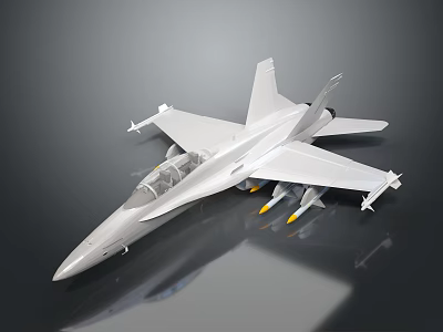 Sleek White Fighter Jet Featuring Cockpit and Missiles Under Wings 3d model