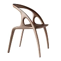 Modern Design Wooden Leisure Chair with Curved Armrests Unique Backrest and Two Wood Tones