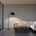 Modern Living Room Interior With Light Sofa Dark Coffee Table And Floor Lamp