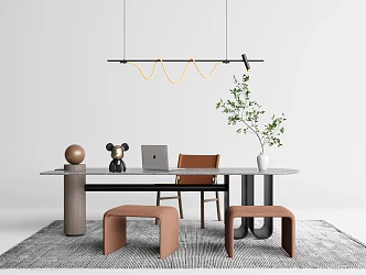 Modern desk chair desk chair combination 3d model