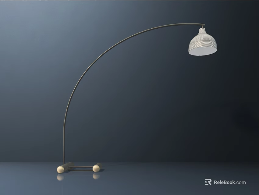 Modern Arched Floor Lamp With White Lampshade And Spherical Base Supports 3d model 