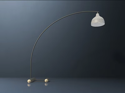 Modern Arched Floor Lamp With White Lampshade And Spherical Base Supports 3d model