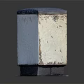 Old Weathered Square Container With Blue Top White Peeling Paint And Rust