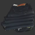Dark Blue Stacked Jeans With Tags On Top For Fashion Apparel