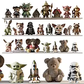 Diverse Toy Figurine Collection Featuring Animals Movie Characters Rocket Models And Teddy Bears On Shelves