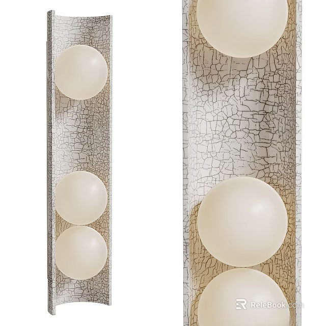 Elegant Modern Cracked Texture Wall Lamps With Spherical White Light Balls 3d model