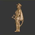 Golden Armored Man Statue With Sword Cloak And Medieval Knight Design
