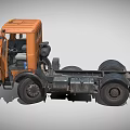 Orange Truck Cab Front View With Open Door And Black Wheels 3d model