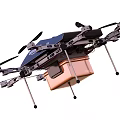 Smart Machine Drone For Package Delivery With Propellers And Cargo Box 3d model