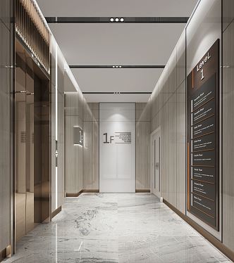 modern elevator hall 3d model