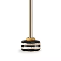 Modern Side Table with Speckled Marble Top and Gold Metal Legs Black White Striped Base