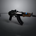 AK Style Assault Rifle With Wooden Stock Black Metal Components And Front Sight