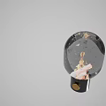 Transparent Glass Globe Stove With Burning Flames Wood Logs Black Base And Gold Knob