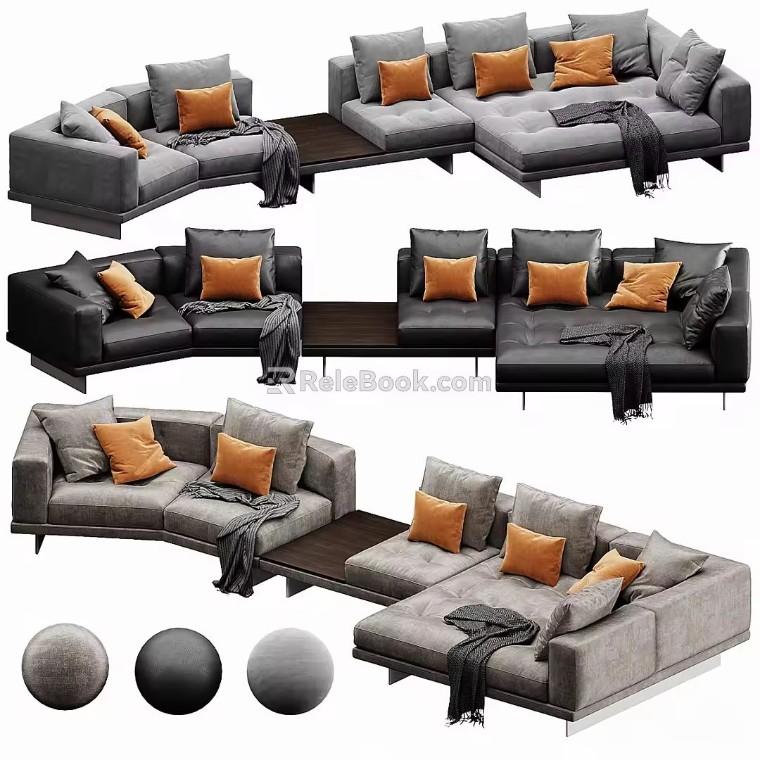Minotti modern multiplayer sofa 3d model