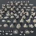 Natural Stones And Wood Pieces In Various Shapes And Sizes For Decorative Use