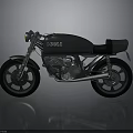 Black MOTO Vintage Motorcycle With Classic Design And Silver Engine On Gray Gradient Background