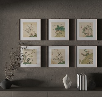 New Chinese Plant Painting Decorative Painting 3d model