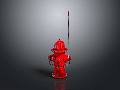 Red Fire Hydrant With Metal Components Isolated On Gray Background 3d model