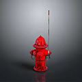 Red Fire Hydrant With Metal Components Isolated On Gray Background 3d model