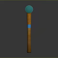 Hammer As Weapon Featuring Silver Head Green Ends And Wooden Handle With Blue Band
