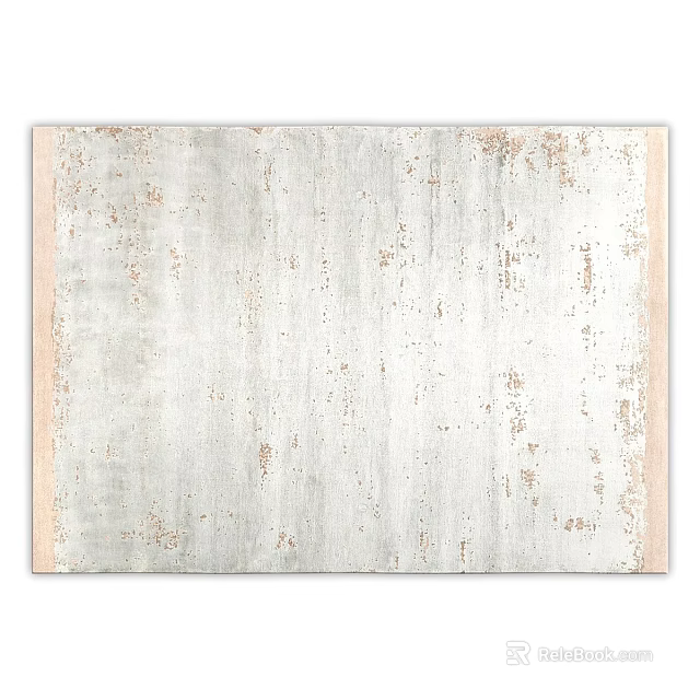 Light Gray Square Rug With Distressed Texture And Beige Border Design 3d model 
