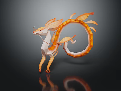 Game and Movie Fantasy Character With White Body Orange Spiral Tail Wings 3d model