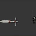 Military Weapons Featuring White Red Stripe Missile With Tail Fins And Blue Yellow Torpedo Antenna Components