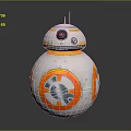 Spherical White And Orange Robot With Red Camera And Shiny Round Body Design 3d model