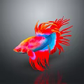Vibrant Betta Fish With Red Pink And Blue Flowing Fins In Aquarium